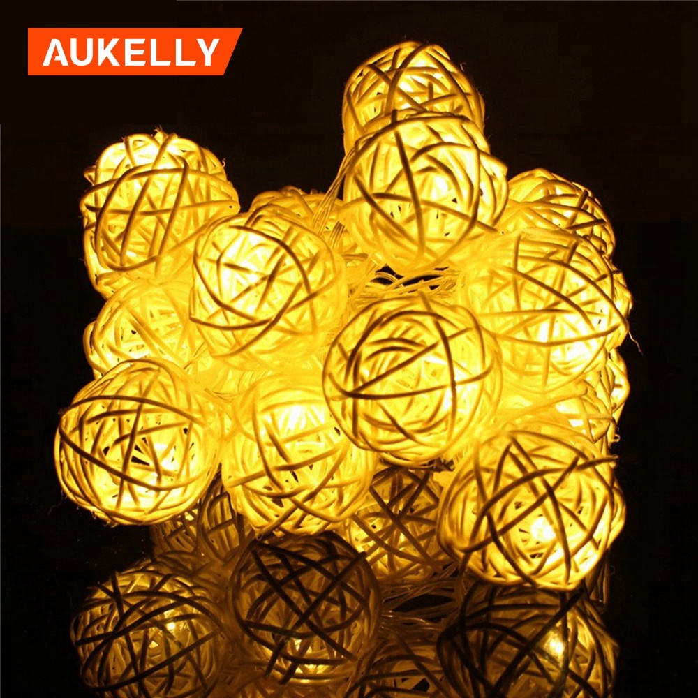 2.2M 20 Lamp 3cm Color Rattan Ball Battery Box Led String Lights New Year Christmas Decor Christmas Ornaments for Home CL18