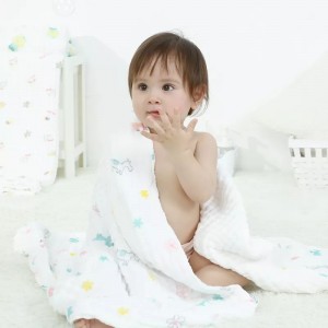 Neutral bedrucktes Baby-Dusche-Geschenk 100 % Bio-Baumwoll-Gaze-Baby-Abdeckung Musselin-Neugeborenes-Baby-Wickeltuch-Decke BT-07