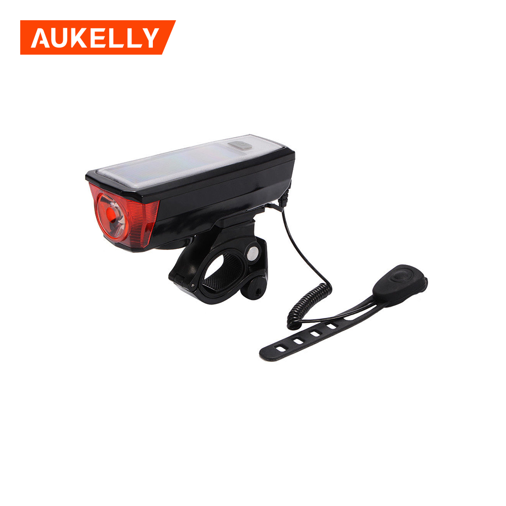 USB Rechargeable Solar Power Bike Light with Bicycle Horn 600 lm XM-L T6 LED Front Cycling Light Waterproof Headlight B43