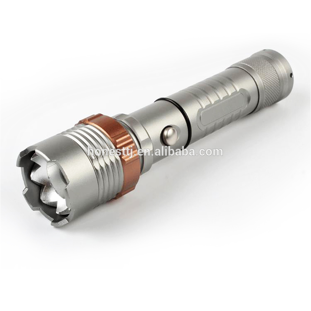 Durable aluminum alloy 18650 rechargeable USB torch attack head tactical led flashlight