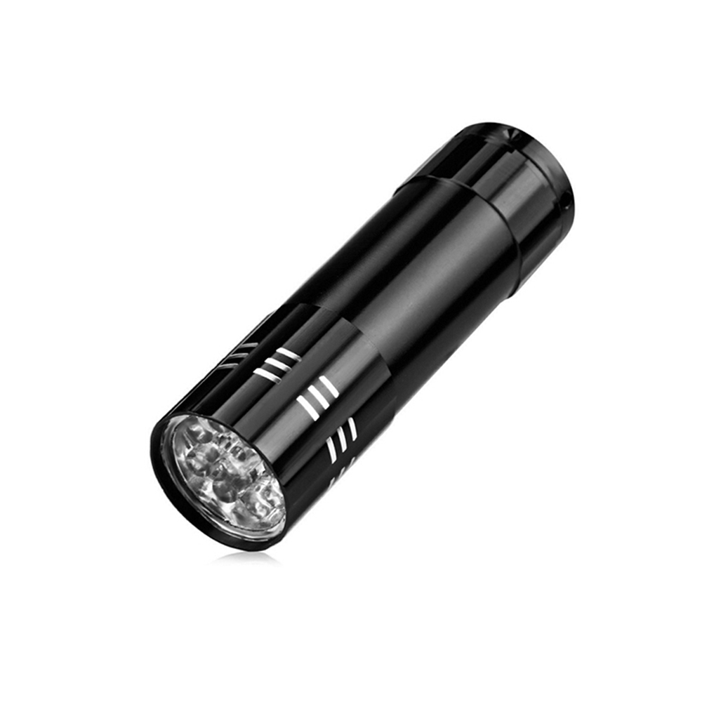 Portable mini Aluminum Purple Light Curing Resin Manicure Scorpions Detector Ultra Violet 395nm 9 LED uv flashlight black light