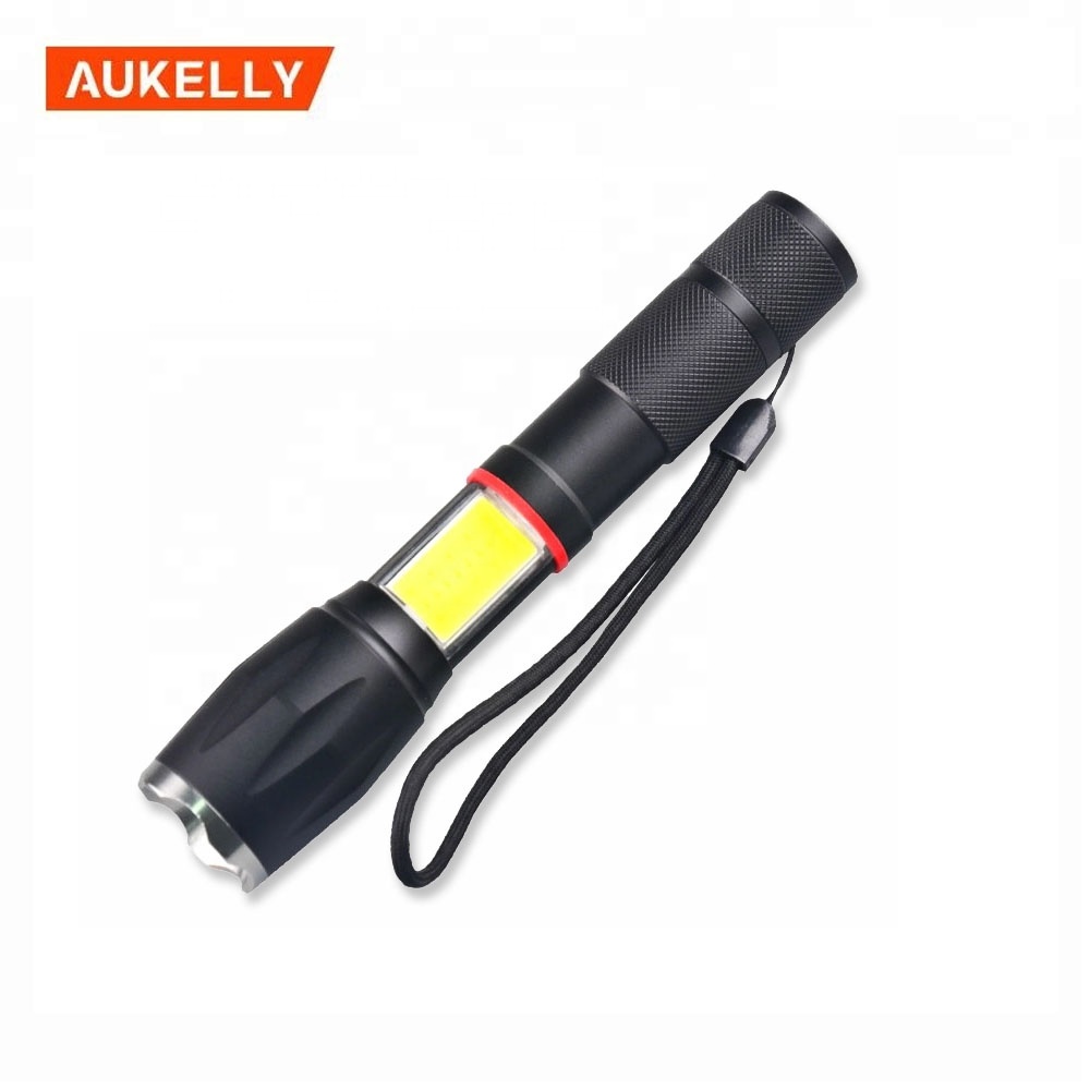 2 in 1 aluminum alloy Lanterna Zoom Adjustable T6 Torch 5 modes tactical hidden COB zoomable flashlight with magnetic base