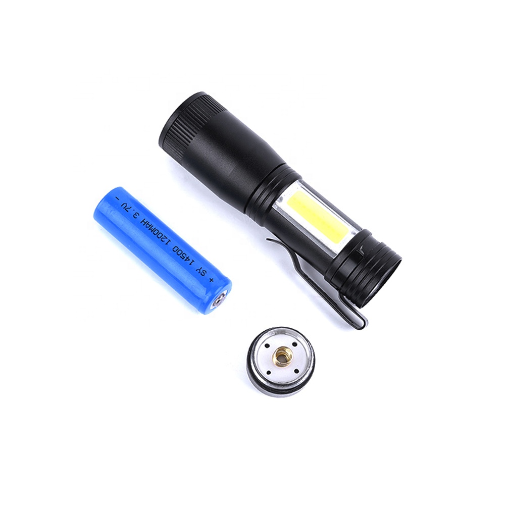 Portable Aluminum Mini 350LM LED Flash Light Zoomable Pocket Clip Telescopic emergency Penlight rechargeable led flashlight Kit