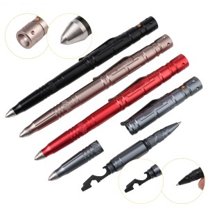 Self Defense Tactics Pen Flashlight Outdoor Multi-functional Tungsten Steel Head Women Anti-wolf Weapon Pen H47