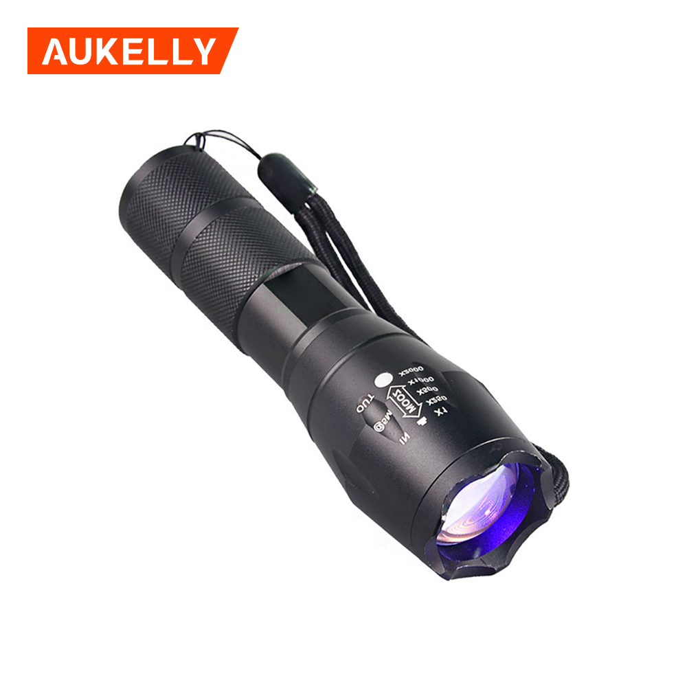 LED Blacklight Waterproof Ultraviolet Zoomable Torch Pet Stain Hunting Mark Check scorpion Passport amber detector uv flashlight H8
