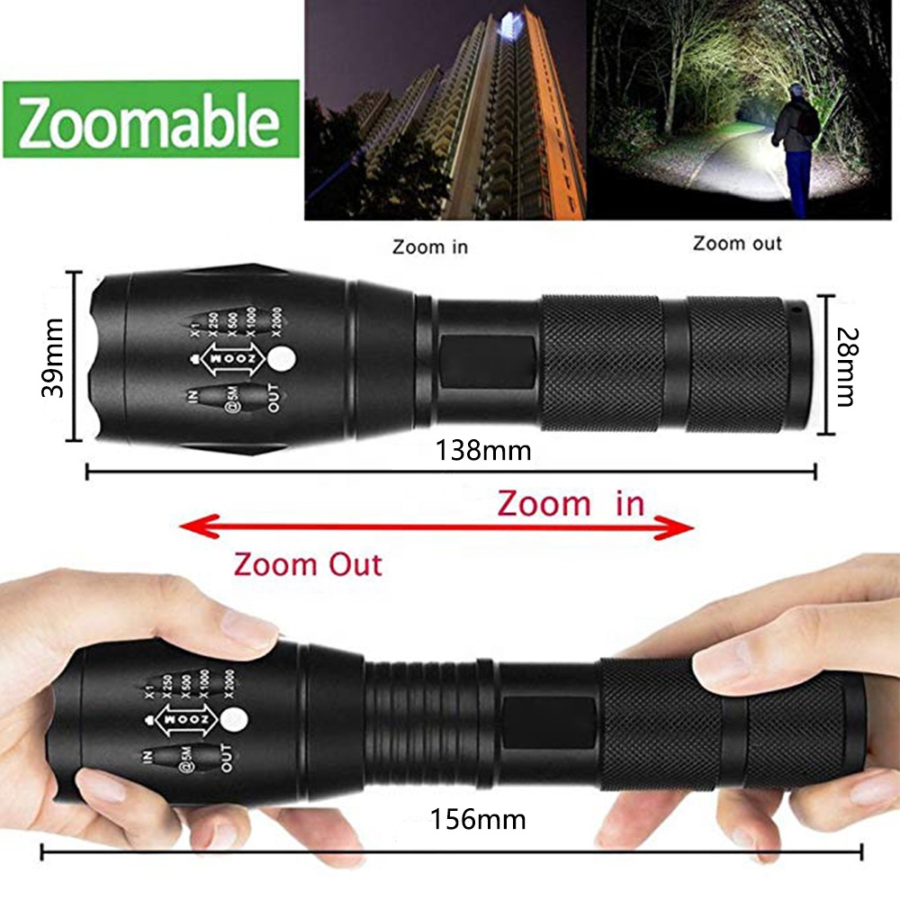 Outdoor 1000 Lumens zoomable tactical flashlights waterproof led taschenlampe xml t6 rechargeable Torch g700 flash light H8