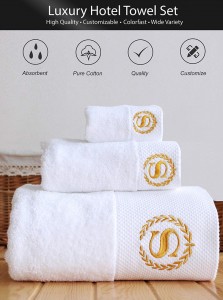 Fabricant personnalisé pur coton blanc hôtel serviette platine satin serviette brodé cadeau luxe serviette de bain hôtel serviettes CM3