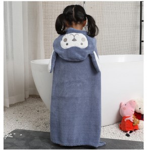 Coral Velvet Hooded Cloak Air Conditioning Blanket Home Absorbent Baby Bath Towel Gift Cloak Children’s Bathrobe QT12