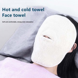 Toalla facial blanca hidratante e hidratante salón de belleza y máscara de compresa caliente fría Toalla facial de lana de Coral gruesa 24x24CM CM17