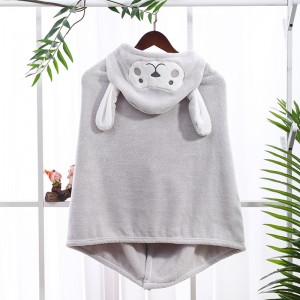 Coral Velvet Hooded Cloak Air Conditioning Blanket Home Absorbent Baby Bath Towel Gift Cloak Children’s Bathrobe BT3