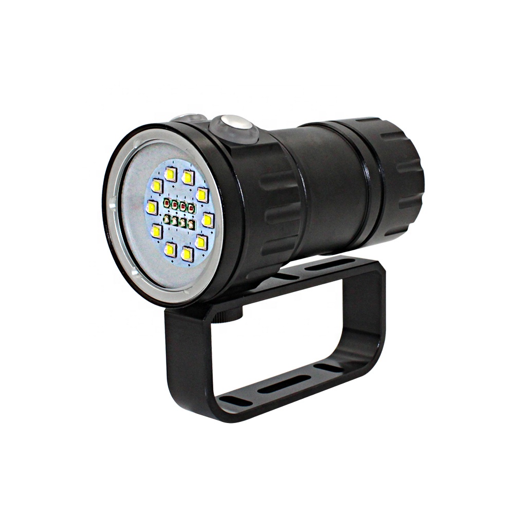 ການ​ດຳ​ນ້ຳ​ແບບ​ມື​ອາ​ຊີບ Torch Underwater IP68 XML2+XPE ແສງ​ສີ​ແດງ/ນ້ຳ​ຟ້າ ການ​ຖ່າຍ​ຮູບ​ວິ​ດີ​ໂອ LED Diving Flashlight Photo Fiill Light