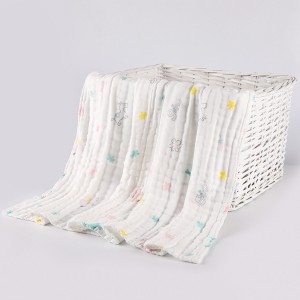 អំណោយផ្កាឈូកទារកបោះពុម្ពអព្យាក្រឹត 100% ក្រណាត់កប្បាសសរីរាង្គ គម្របទារក Muslin ទារកទើបនឹងកើត Swaddle Towel Blanket BT-07