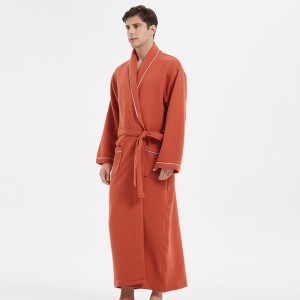 Wholesale Hotel Cotton Bathrobe Spring And Autumn Lengthened Bathrobe Men And Women Couples Hooded Nightgown T4
