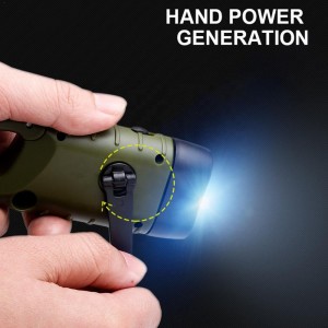 Mini Emergency Hand Crank Dynamo Solar Flashlight Rechargeable LED Light Lamp Charging Powerflight Torch For Outdoor Camping SF04