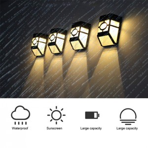 Hot Sale Outdoor Waterproof 2 LED Warm White Intelligent Light Control Garden Lights Led Sensor Solar Wall Lamps YL37