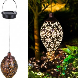 Vintage Industrial Style Wrought Iron Wire Lantern Lights Outdoor Solar LED Garden Decoration Lights YL18