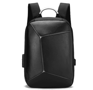 Custom Fashion Black large stylish anti theft charging pu leather waterproof laptop backpack