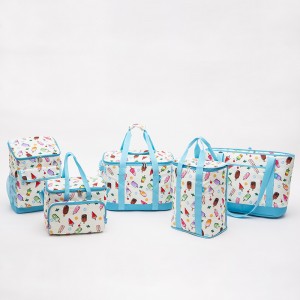 Multi-Fonksyon Cooler Bag Ice Cream Pattern Fashion Gwo Kapasite Manje midi Sak Seri