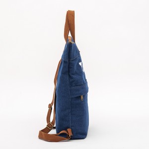 Simple at fashion large capacity soft denim functional leisure tote backpack