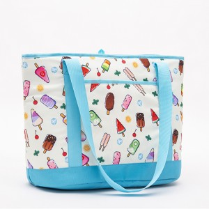 Ice cream pattern tanghalian cooler bag fashion leisure malaking kapasidad