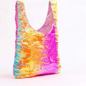 Genanvendelige indkøbstasker Glitter Pailletter Tote Bags Bulk Glitter Sammenfoldelig håndtaske til piger kvinder
