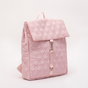Fashion pink casual lady's quilted backpack