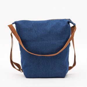 Simple at fashion large capacity soft denim functional leisure shoulder at backpack