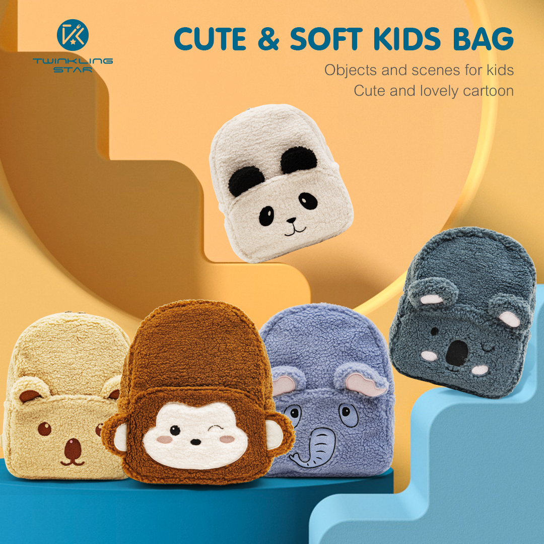Tecknad Teddy-sammet barnväska Söta djur Vivid Soft Backpack Collection |Blinkande stjärna