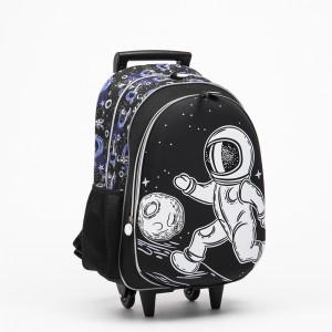 2021 Tshiab Trolley Spaceman School Backpack Cov Menyuam Menyuam Yaus Cov Menyuam Yaus Lub Tsev Kawm Ntawv Lub Hnab Backpack