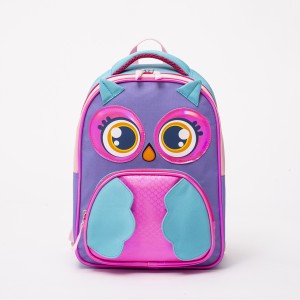 نئے ڈیزائن کا پیارا سٹیریوسکوپک ارغوانی اللو بچوں کا بیگ