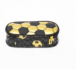Bolsa de lapis con estampado de fútbol de folla dourada
