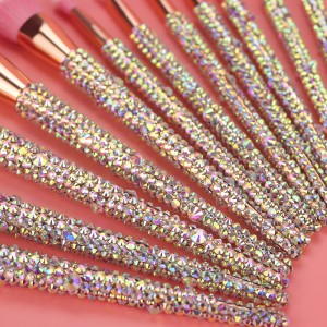 Set di spazzole per maquillaje Glitter Strumenti di bellezza per cosmetici prufessiunali Etichetta privata
