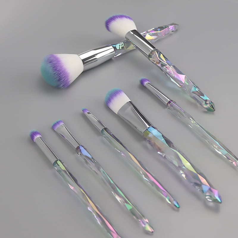 Fabricante holográfico cristalino del equipo de cepillos de la cara del tenedor del sistema de cepillos del maquillaje profesional