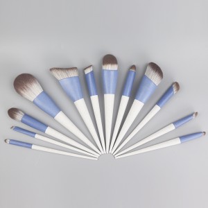 12pcs Nylon Txhuam Nplej Straw Private Label Makeup Brushes Tool Set