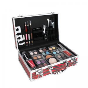 ODM Matte Lipstick Gift Set Suppliers –  Carry All Makeup Reusable Leopard Pink Aluminum Trunk Train Case  – Topfeel