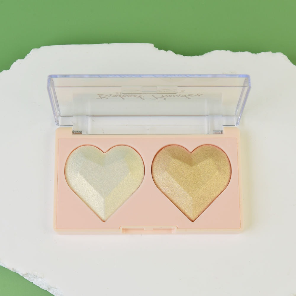 Custom 2-Color Heart Shaped Glowing Highlighter Face Makeup