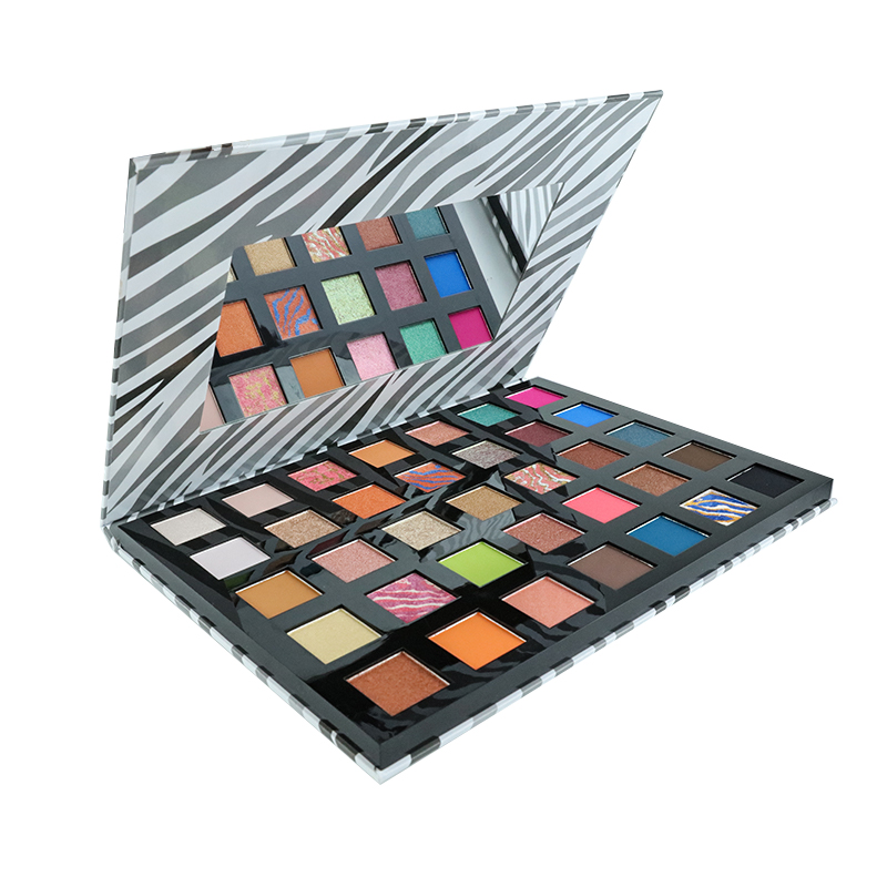 2022 Good Quality Vegan Eyeshadow - Holographic High Pigment 35 Colors Zebra Eyeshadow Palette with Mirror – Topfeel