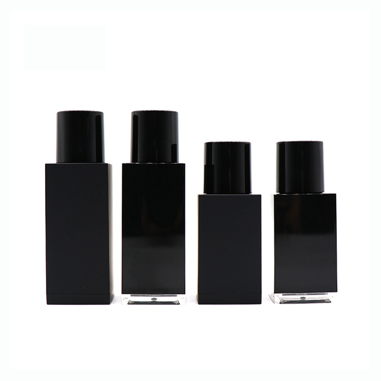 China wholesale Airless Cosmetic Bottles - Wholesale 30ml 50ml Empty Black Square Essential Oil Plastic Dropper Bottle  – TOPFEEL PACK
