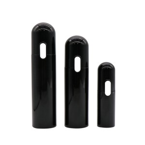 PL28 Capsule Shape Black Plastic 40ml 130ml 160ml PETG Cosmetic Lotion Pump Bottle