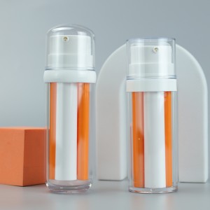 Plastic Airless Pump Double Chamber Cosmetic Containers 30ml 40ml Skincare Vacuum Acrylic Bottle