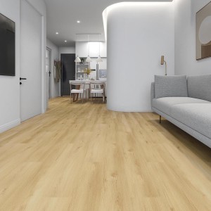 Light Brown Wood Grain Hybrid Click Flooring