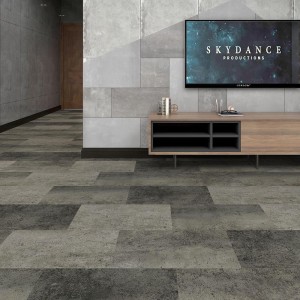 Вінілова підлога з ефектом клацання бетонної плитки в індустріальному стилі
