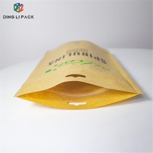 Eco Friendly 100% Recyclable Pla Biodegradable Brown Kraft Paper Stand up Pouch with Zipper