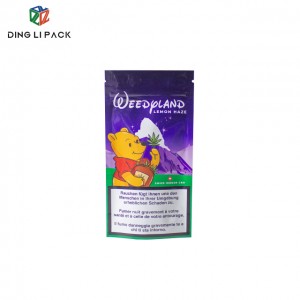 Anpassad tryckvattentät luktsäker väska med dragkedja för ogräs/frukt/mat/blomma/godis