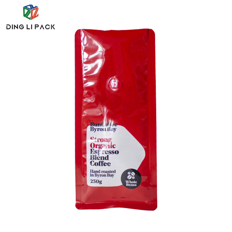 Custom Printed Coffee Packaging 8 Side Seal Flat Bottom Zipper Bag with Valve for Coffee Beans/Powder Featured Image