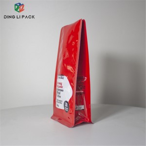 Персонализирана печатна опаковка за кафе 8 странични уплътнения с цип с плоско дъно и клапан за кафе на зърна/прах