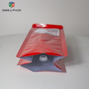 Custom Plastic Packaging Mylar Food Flat Bottom Zipper Bags with Valve for Coffee