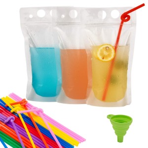 Custom na Plastic Aluminum Foil 3 Side Seal Stand up Drink Pouches na may Round Hole