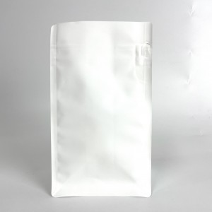 Egyedi nyomtatott, biológiailag lebomló, 100%-ban környezetbarát Karft papír lapos aljú táska 8 oldalsó tömítésű tasakok élelmiszer-csomagolás tárolása