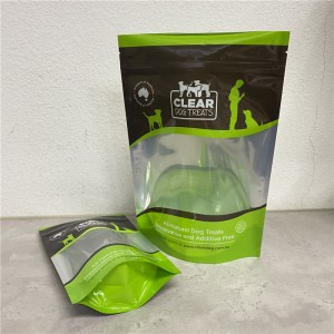 Прилагодено печатен материјал за квалитетна храна Храна за домашни миленици Заштитна кеса со патент со чист прозорец